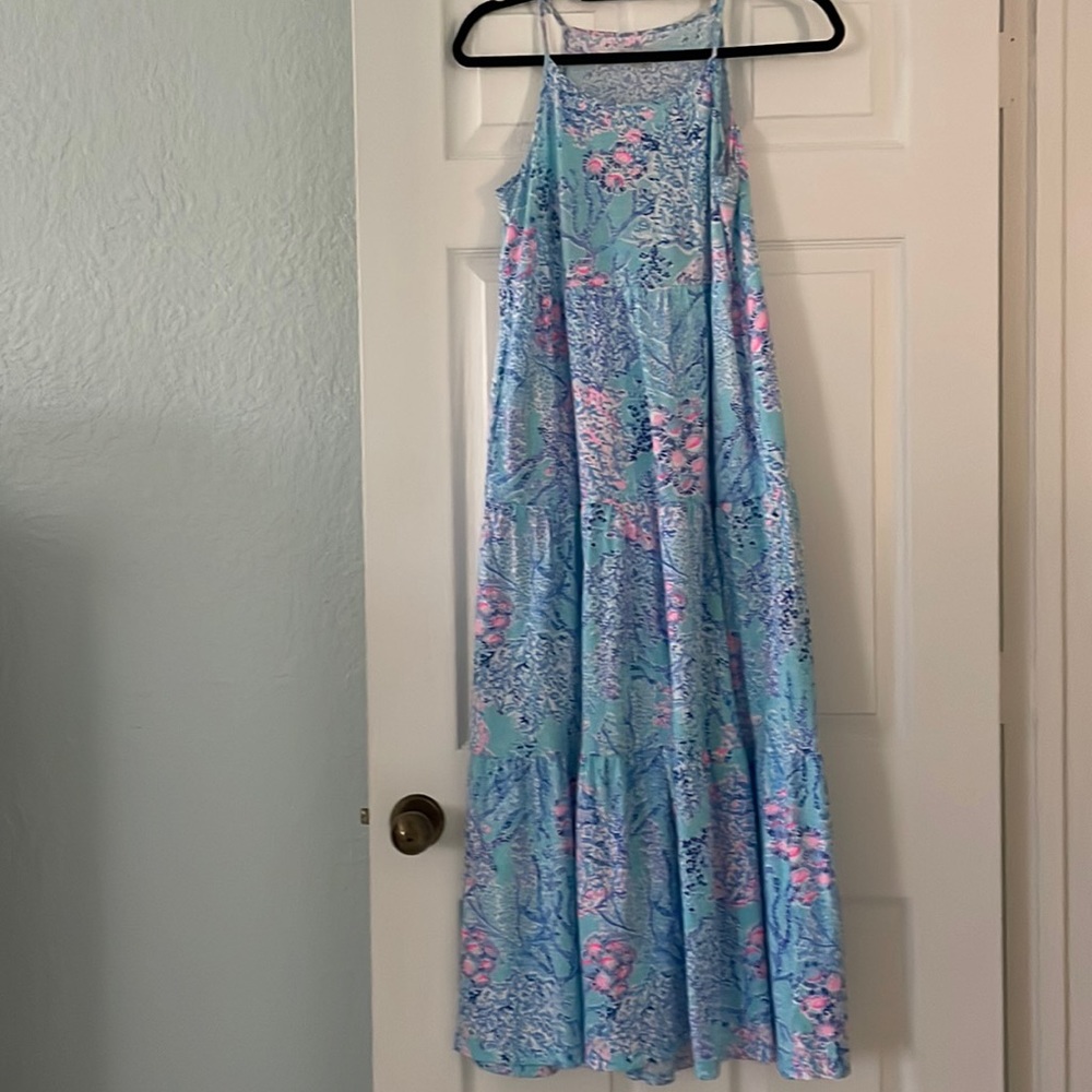 Lilly Pulitzer Girls Maxi Dress Size XL Blue Ibiza print